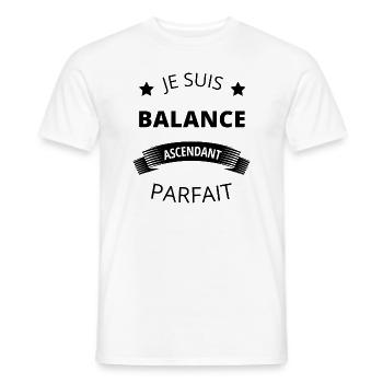 Balance ascendant parfait humour astrologie homme - T-shirt homme - blanc - Devant - AI Model Male 178 dark (178cm)