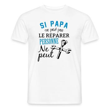 Papa Bricoleur - couleur personnalisable - T-shirt homme - blanc - Devant - AI Model Male 178 dark (178cm)