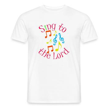 Enfants Louange - chante au Seigneur - Chrétien - T-shirt homme - blanc - Devant - AI Model Male 178 dark (178cm)