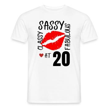 Sassy and Fabulous at 20. 20th birthday - Men's T-Shirt - white - Front - AI Model Male 178 dark (178cm)