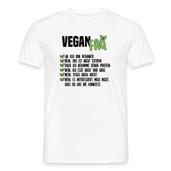 Vegan FAQ - Lustiger Veganer Spruch - Männer T-Shirt - Weiß - Vorne - AI Model Male 178 dark (178cm)