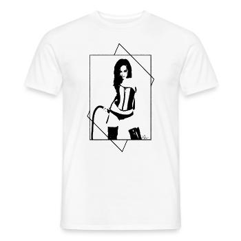 sexig älskarinna, domina dominans piska - T-shirt herr - vit - Fram - AI Model Male 178 dark (178cm)