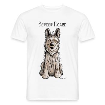Lustiger Berger Picard -.Hund - Dog - Comic - Männer T-Shirt - Weiß - Vorne - AI Model Male 178 dark (178cm)