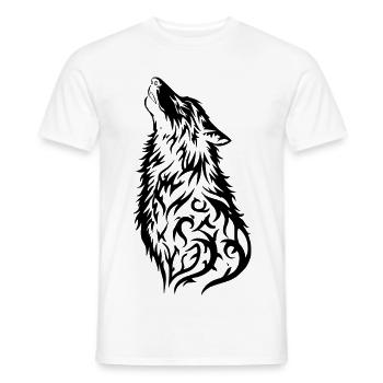 Nordic Wolf Tribal Tattoo - Men's T-Shirt - white - Front - AI Model Male 178 dark (178cm)