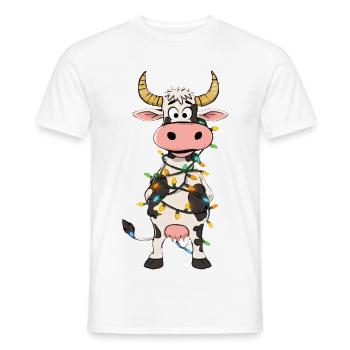 Kuh mit Lichterkette Cartoon - Männer T-Shirt - Weiß - Vorne - AI Model Male 178 dark (178cm)