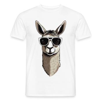 Lama mit Sonnenbrille - Männer T-Shirt - Weiß - Vorne - AI Model Male 178 dark (178cm)