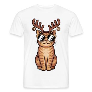 Katzen hirsch mit Sonnenbrille - Männer T-Shirt - Weiß - Vorne - AI Model Male 178 dark (178cm)