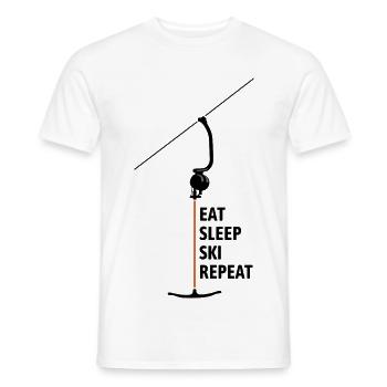 Ankerlift | Eat Sleep Lift Repeat | Skiing - Men's T-Shirt - white - Front - AI Model Male 178 dark (178cm)