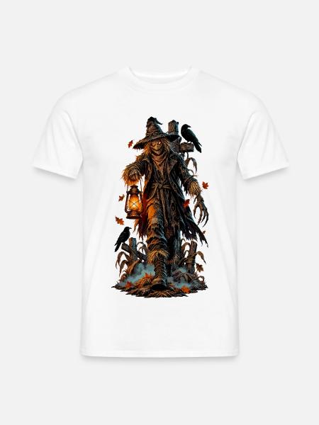 Herbstlicher Laternen-Hexe - Männer T-Shirt - Weiß
