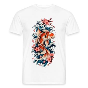 Koi in Wellen und Sakura - Männer T-Shirt - Weiß - Vorne - AI Model Male 178 dark (178cm)