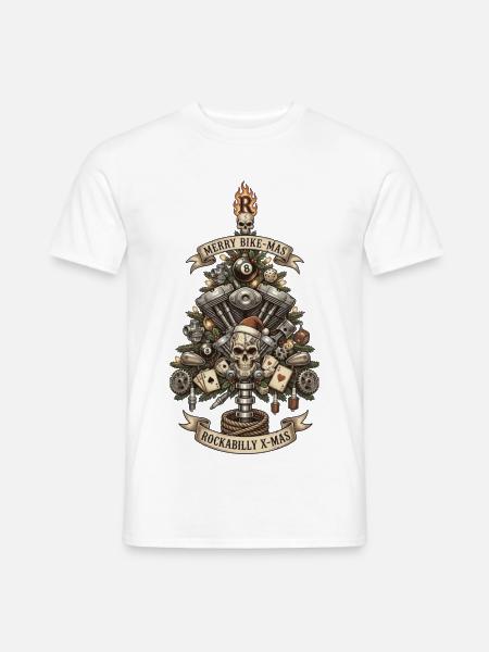 Rockabilly Xmas Skull Engine - Männer T-Shirt - Weiß