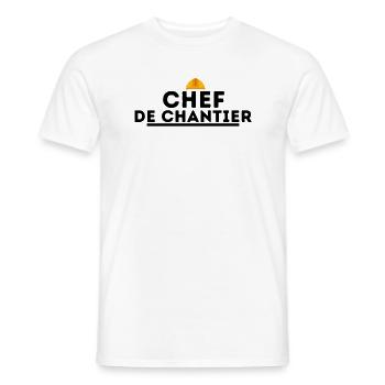 Chef de chantier. t shirt chef de chantier travaux - T-shirt homme - blanc - Devant - AI Model Male 178 dark (178cm)