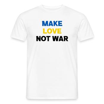 Faire l’amour pas la guerre Paix Mondiale Ukraine - T-shirt homme - blanc - Devant - AI Model Male 178 dark (178cm)