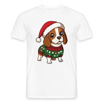 Beagle Hund Weihnachten - Männer T-Shirt - Weiß - Vorne - AI Model Male 178 dark (178cm)