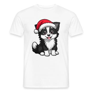 Border Collie Hund Weihnachten Christmas - Männer T-Shirt - Weiß - Vorne - AI Model Male 178 dark (178cm)