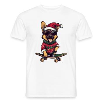 German Shepherd Christmas Funny - Men's T-Shirt - white - Front - AI Model Male 178 dark (178cm)