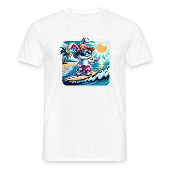 Lustiger Hase auf Surfboard bei Sonnenschein - Männer T-Shirt - Weiß - Vorne - AI Model Male 178 dark (178cm)