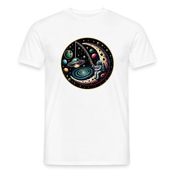 Astronaut sitzt auf Mond und angelt ein UFO - Männer T-Shirt - Weiß - Vorne - AI Model Male 178 dark (178cm)