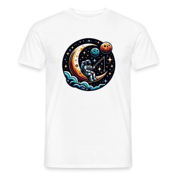 Astronaut sitzt auf der Mondsichel und angelt - Männer T-Shirt - Weiß - Vorne - AI Model Male 178 dark (178cm)