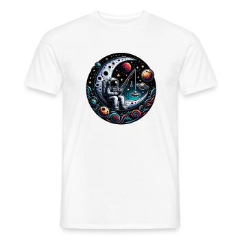 Astronaut sitzt auf der Mondsichel und angelt - Männer T-Shirt - Weiß - Vorne - AI Model Male 178 dark (178cm)