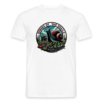 Giant snail, snail disaster, garden snail - Men's T-Shirt - white - Front - AI Model Male 178 dark (178cm)