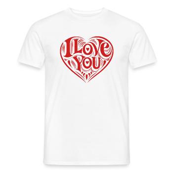 I love You - Valentine' Day - Love - Gift - Men's T-Shirt - white - Front - AI Model Male 178 dark (178cm)