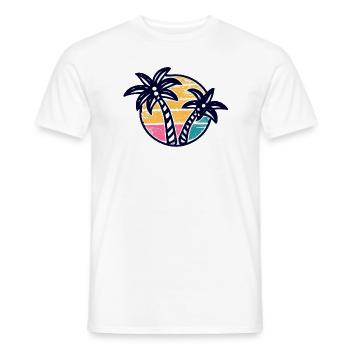 Palm trees, sun, beach - Men's T-Shirt - white - Front - AI Model Male 178 dark (178cm)