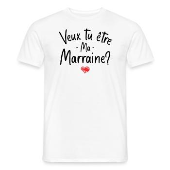 Veux tu être ma marraine? bébé cadeau naissance - T-shirt homme - blanc - Devant - AI Model Male 178 dark (178cm)