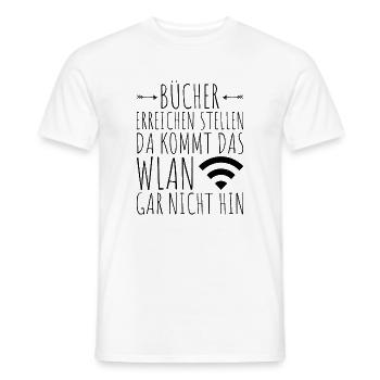 LIVRES WIFI | Bibliothèque d'idées cadeaux drôles - T-shirt homme - blanc - Devant - AI Model Male 178 dark (178cm)