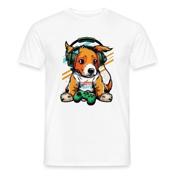 Gamers Hund - Männer T-Shirt - Weiß - Vorne - AI Model Male 178 dark (178cm)