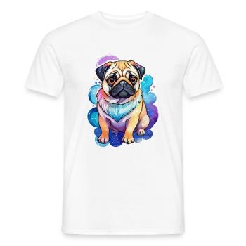 Aquarelles de carlin - T-shirt homme - blanc - Devant - AI Model Male 178 dark (178cm)