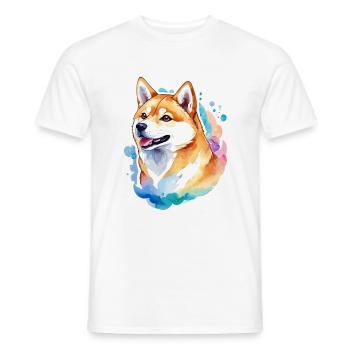 Shiba Inu Aquarelles - T-shirt homme - blanc - Devant - AI Model Male 178 dark (178cm)