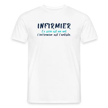 INFIRMIERE INFIRMIER DOCTEUR HUMOUR DRÖLES N - T-shirt homme - blanc - Devant - AI Model Male 178 dark (178cm)