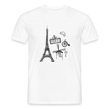 France Paris Tour Eiffel Bonjour cadeau - T-shirt homme - blanc - Devant - AI Model Male 178 dark (178cm)