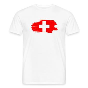 Drapeau de la Suisse Vintage Croix en détresse Look Suisse - T-shirt homme - blanc - Devant - AI Model Male 178 dark (178cm)