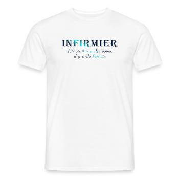 INFIRMIERE INFIRMIER DOCTEUR HUMOUR DRÖLES L - T-shirt homme - blanc - Devant - AI Model Male 178 dark (178cm)