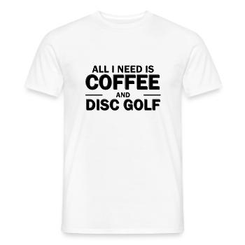 Café et Disc Golf - T-shirt homme - blanc - Devant - AI Model Male 178 dark (178cm)