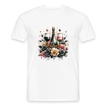 Blumen Wein Rose Rotwein Weißwein Kunst - Männer T-Shirt - Weiß - Vorne - AI Model Male 178 dark (178cm)