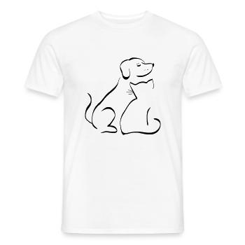 Hund Katze Freunde Tiere lieb Geschenk - Männer T-Shirt - Weiß - Vorne - AI Model Male 178 dark (178cm)