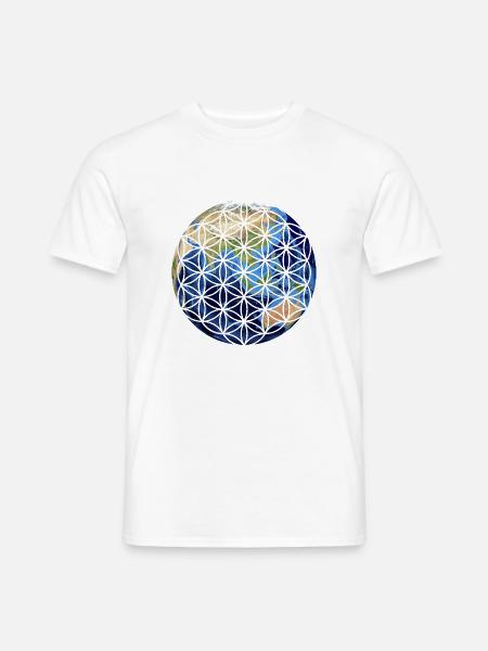 Erde Blume des Lebens - Männer T-Shirt - Weiß