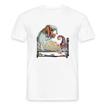 Dinosaur Tyrannosaurus Bedtime Bedroom Cute - Men's T-Shirt - white - Front - AI Model Male 178 dark (178cm)