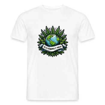 "Eco-Friendly High": Earth & Cannabis Unity Tee - Men's T-Shirt - white - Front - AI Model Male 178 dark (178cm)