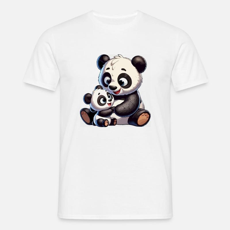 Panda-Mutter mit Kind - Männer T-Shirt - Weiß