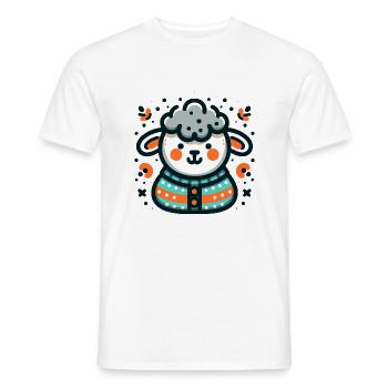 Cute sheep in a sweater - Men's T-Shirt - white - Front - AI Model Male 178 dark (178cm)