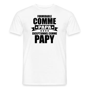 formidable comme papa exceptionnel comme papy - T-shirt homme - blanc - Devant - AI Model Male 178 dark (178cm)