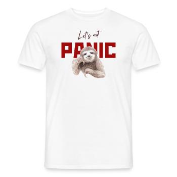 Faultier - Let´s do not Panic - Männer T-Shirt - Weiß - Vorne - AI Model Male 178 dark (178cm)
