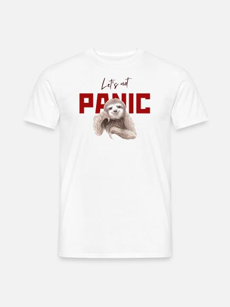 Faultier - Let´s do not Panic - Männer T-Shirt - Weiß