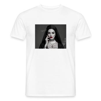 Nonne smoking - T-shirt homme - blanc - Devant - AI Model Male 178 dark (178cm)