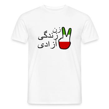 Jin jiyan azadi زن زندگی آزادی - T-shirt homme - blanc - Devant - AI Model Male 178 dark (178cm)