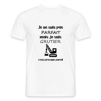 Je ne suis pas parfait mais je suis grutier - T-shirt homme - blanc - Devant - AI Model Male 178 dark (178cm)